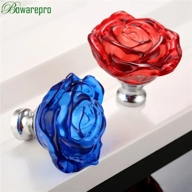 Furniture Hardware Pulls - Bowarepro 50MM cristal Rose verre poignée